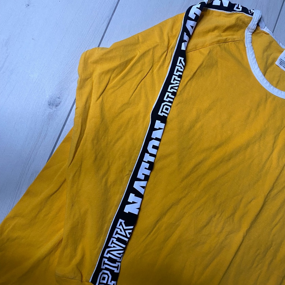 PINK Victoria's Secret Yellow Long Sleeve Tee - Picture 3 of 5